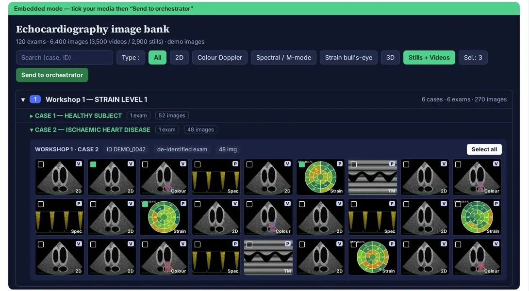 Imaging bank (fictitious data), filterable by acquisition type.